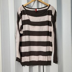 H&M Ruby Striped Oversized Sweater Pink and Brown Sz 12